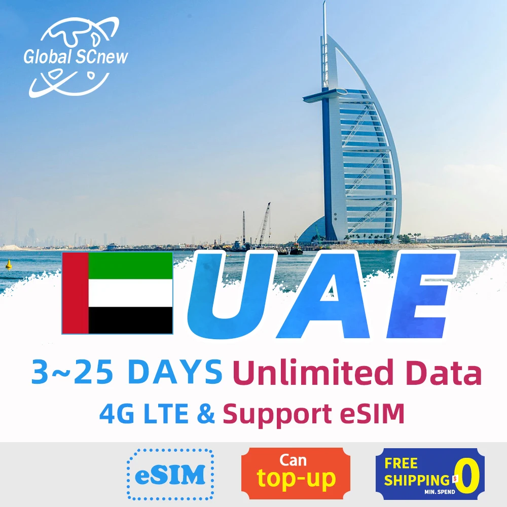 Emirates Sim card 315 Days Prepaid Sim Cards Support UAEeSIM Unlimited