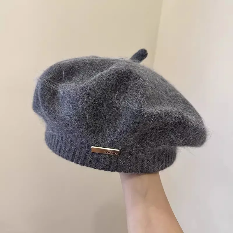 Korean Version Rabbit Fur Beret for Autumn Winter