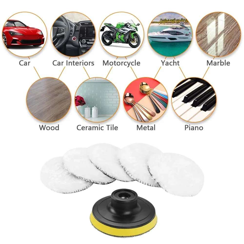 8Pcs Wool Polishing Pad Drill Bit Adapter Car Paint Floors car polishing pad car polisher car polish pad wool polishing pad