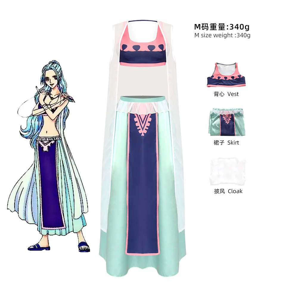 

2023 New Anime Nefeltari Cosplay Blue Wig Costume Princess Vivi Miss Wednesday Cosplay Outfit Halloween Party Uniform Dress Suit