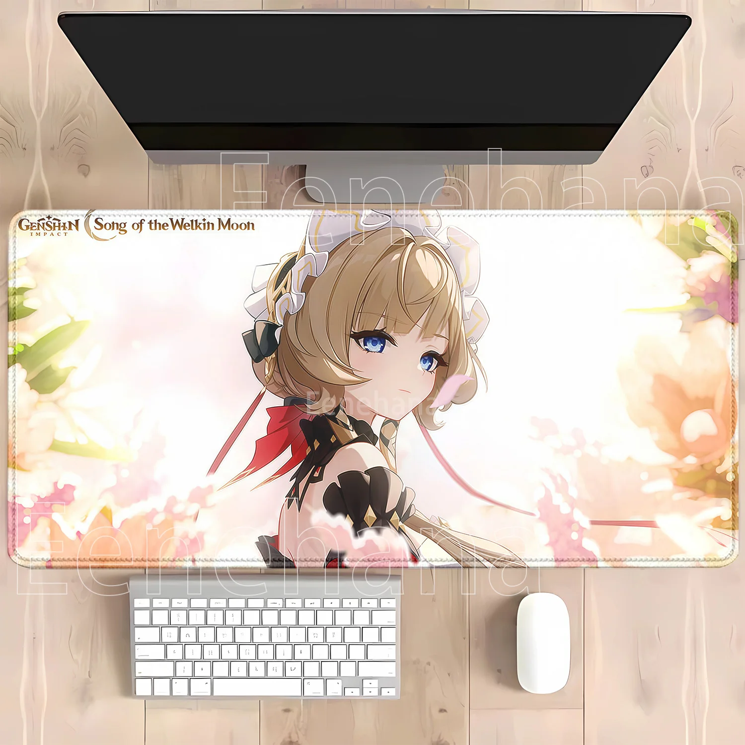 Genshin Impact Anime Kawaii Girl Gaming Mouse Pad - HD Print Desk Mat, Rubber Office Carpet with Overlock Edges