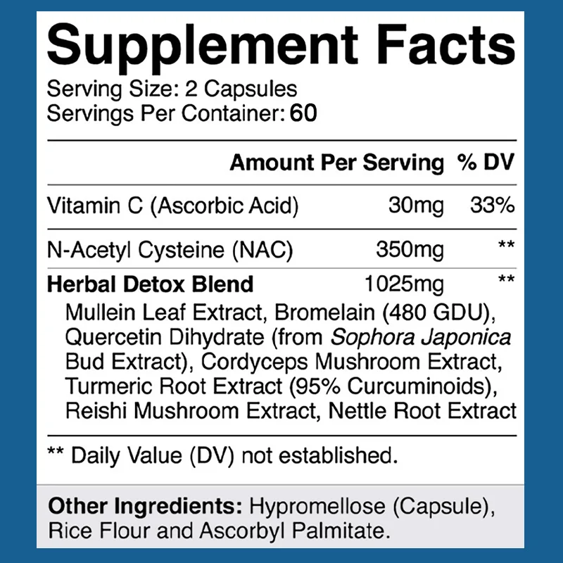 Mullein, Quercetin and Cordyceps Extract-Support lung detoxification, immune system and respiratory health, 30/60/120 capsules