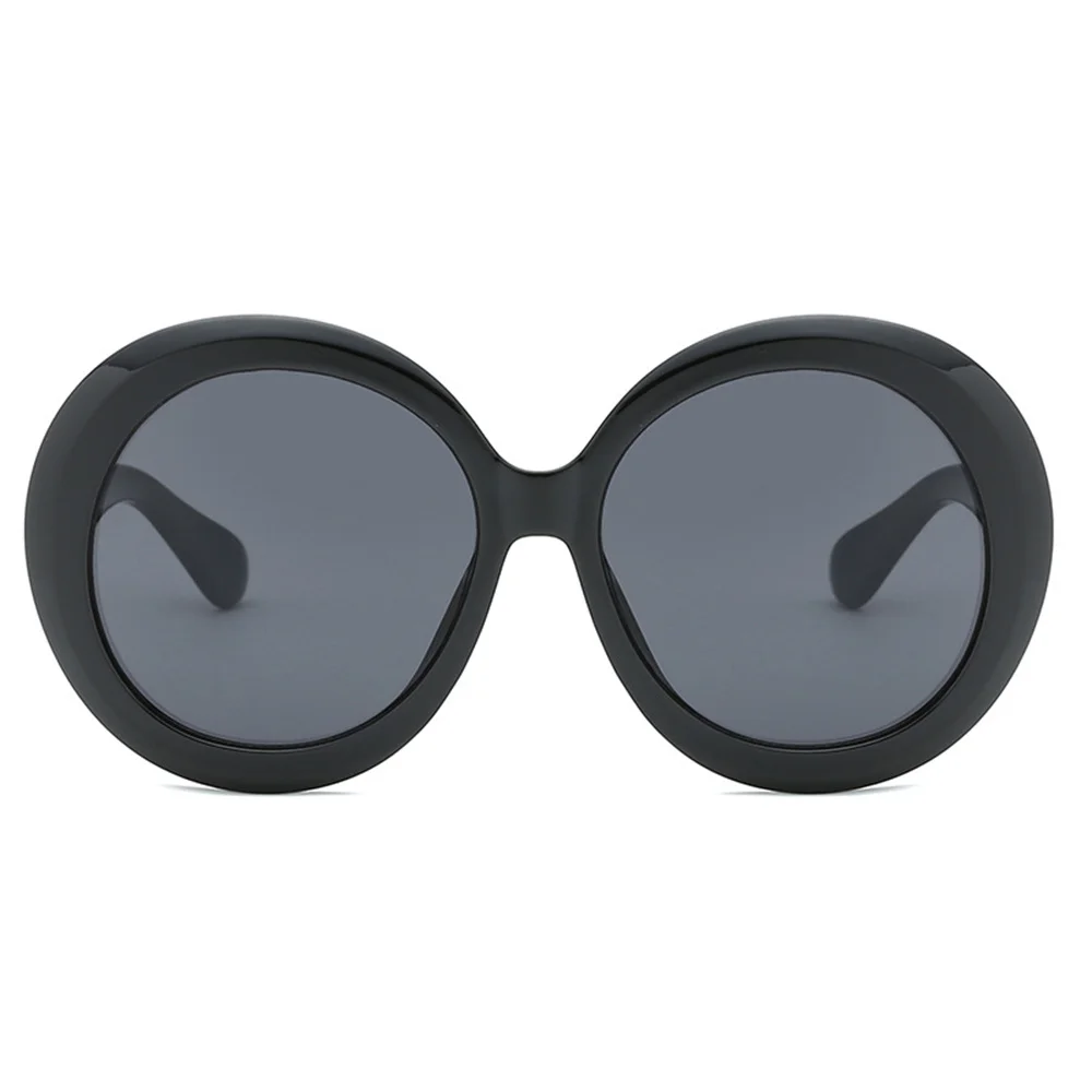 Women Round Frame Sun Glasses Brown Gradient Vintage Oversized