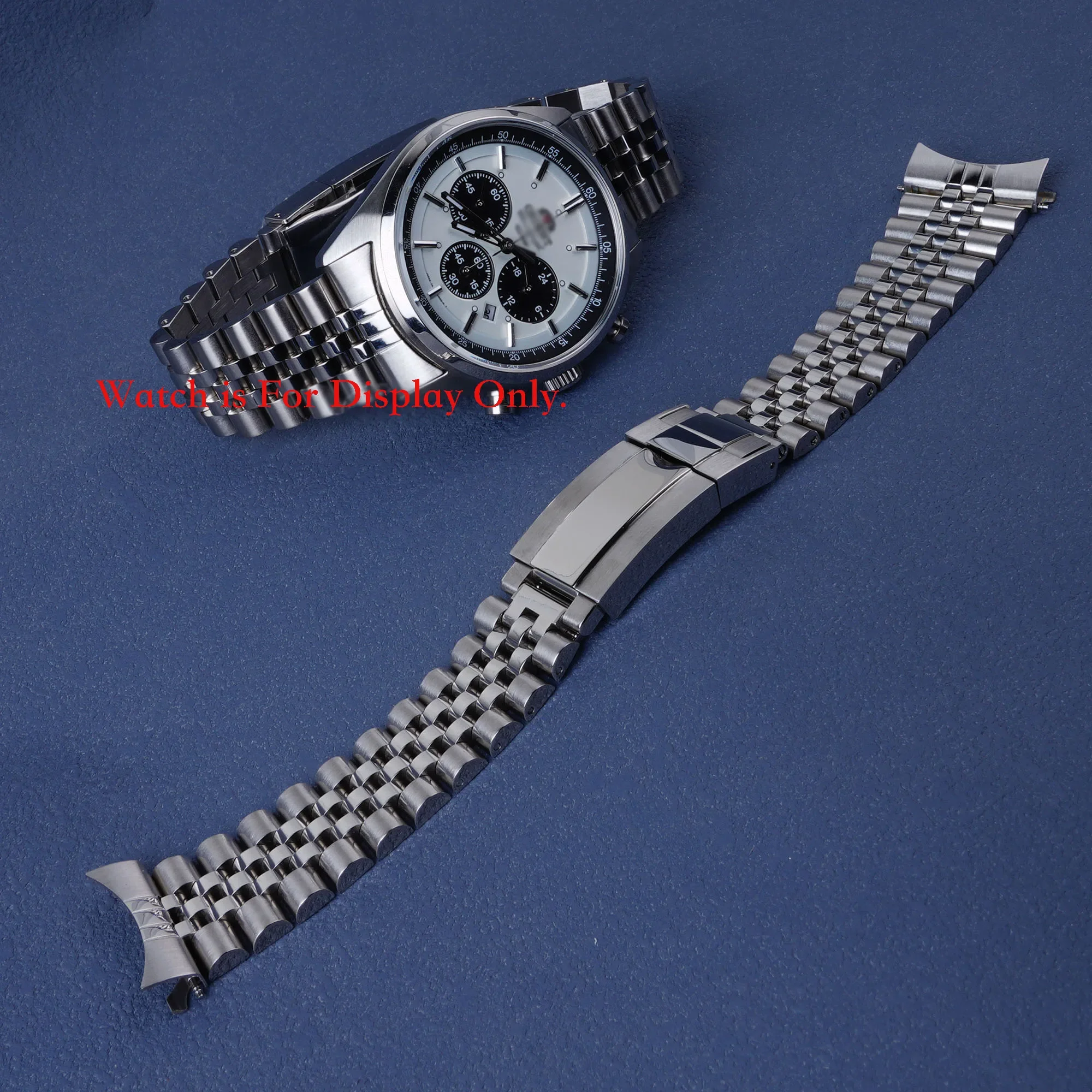 Rolamy 22Mm Silver Jubilee Watch Band Per Orient Neo 70'S Solar Panda Con Cinturino A Vite Solido E Chiusura Di Distribuzione Oyster