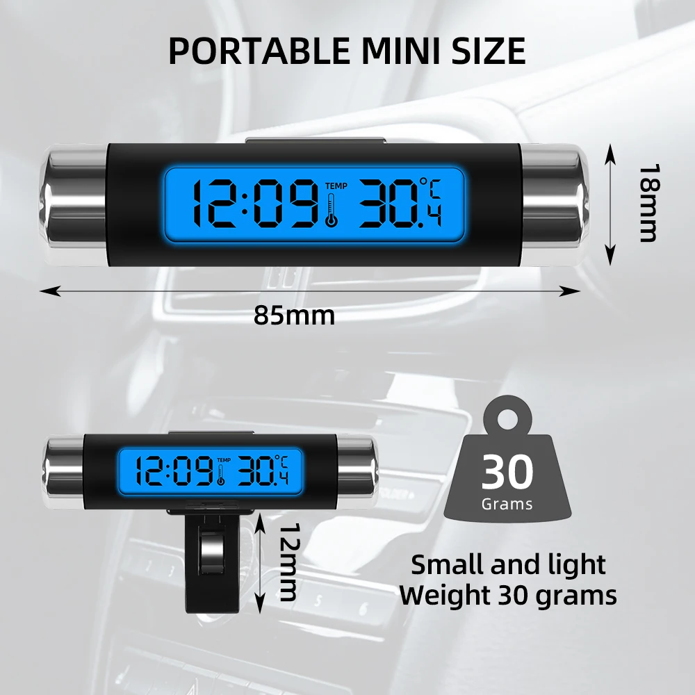 Car Digital LCD Clock Temperature Display