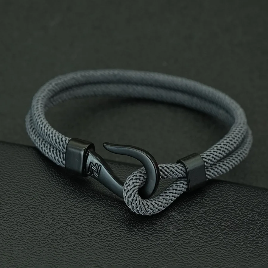 Noter Stilvolles Angelhaken-Armband für Herren, 7 Farben erhältlich, Güteklasse A, 4 mm Schnur, Straße, Hiphop, Reiten, Sport, schweißabsorbierend – Detail 10