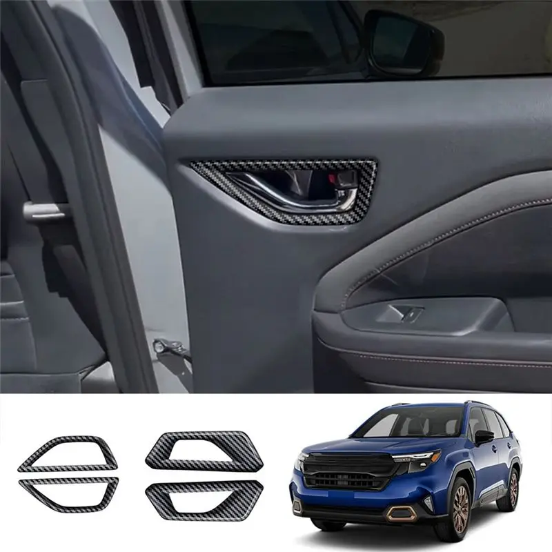 A73Q-Car 내부 당김 손잡이 트림 커버 스티커 스바루 포레스터 2025 자동차 인테리어 액세서리 탄소 섬유