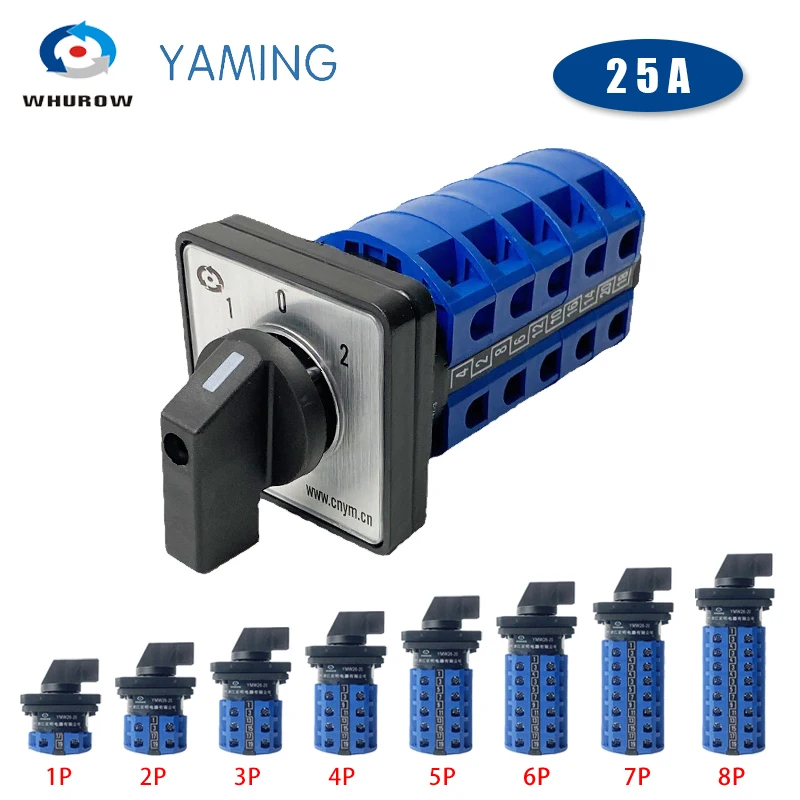 Lw26-25 Serie Ymw26 25A 690V Interruttore A Camma Di Commutazione A Contatto Argento 1-8 Poli Selettore Rotante A 3 Posizioni Lw28-25