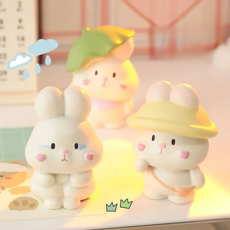 Cute Cartoon Bunny Car Decor Resin Figurine  Office Desk Ornament Car Accessories Gift