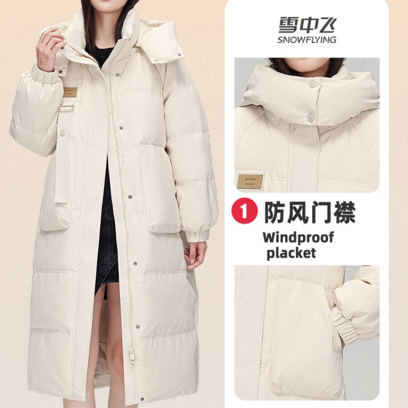 Women's Thick Overcoat Down Big Pocket Jacket Autumn Winter Parkas New Windproof Hooded Outwear Fashion Mid-length  Warm Coat