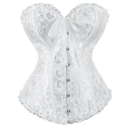 Women's Vintage Gothic Victorian Lace-Up Corset Top - Slimming Waist Shapewear - 2XL (White)
