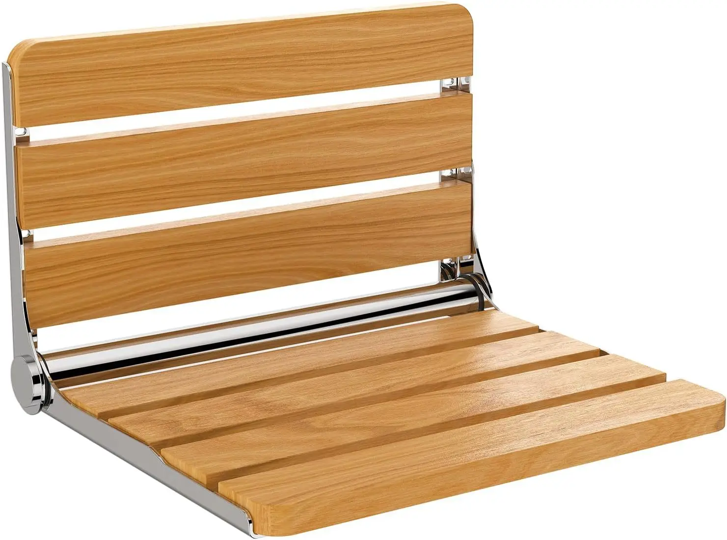 Folding Wall Mounted Teak Wood Fold Down Shower Seat Wood Stool Bench For Inside Shower, Bathroom Fold Up Show 5
