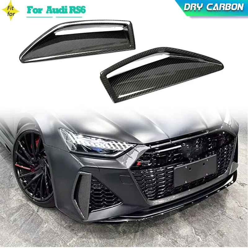 

Dry Carbon Fiber Car Front Bumper Air Vent Trims For Audi RS6 Avant Wagon 4-Door 2019-2021 Racing Front Bumper Scoop Trims