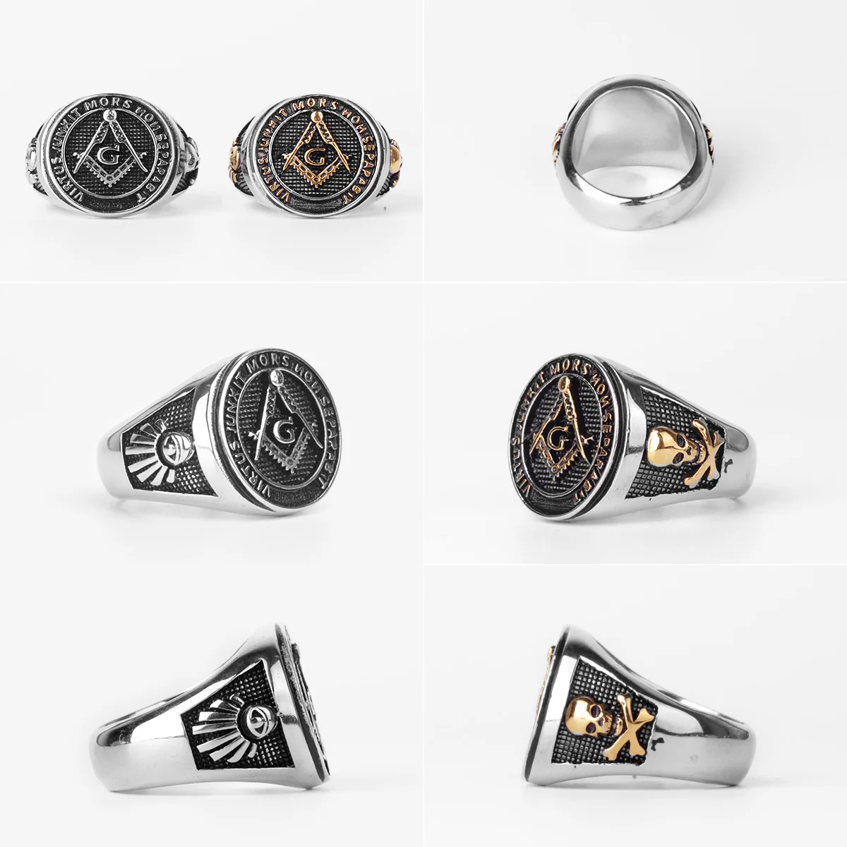 Stainless Steel Ring Stainless Steel Men Rings Masonic Freemasonry Skull Punk Rock Hip Hop Biker Male Boyfriend Jewelry Creativity Gift