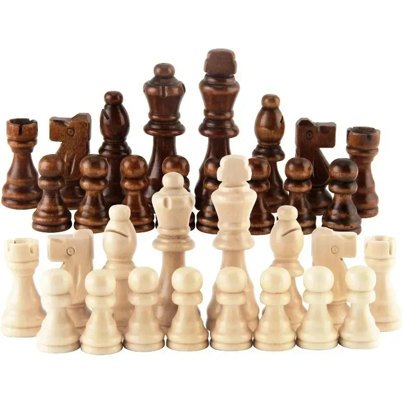 32 Pieses Wooden Chess Standard Tournamen Staunton Wood Chessmen 8cm King Height Chess Pieces Only No Board wooden chess chess pieces