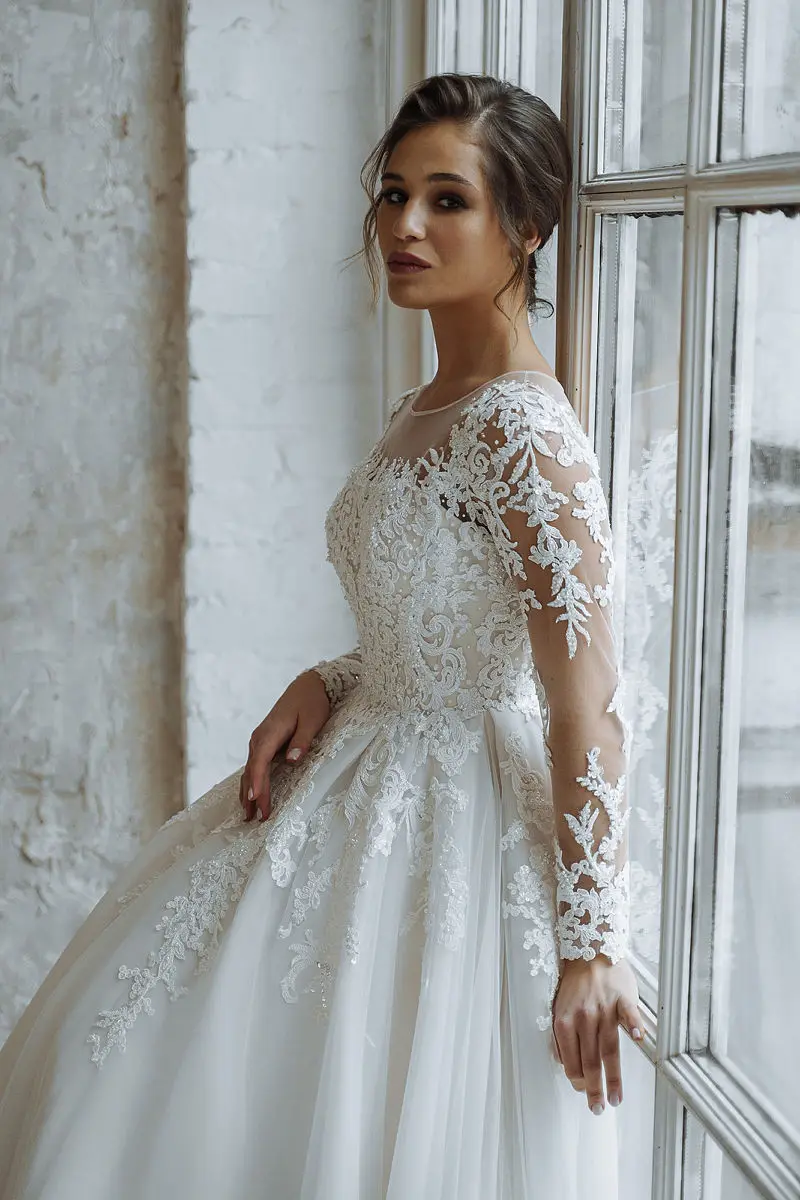 vestidos de novia  Customize To Measures Wedding Dress Long Sleeves Lace Appliques Princess For Women Customize To Measurs 2024 2