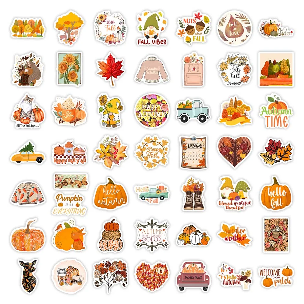 Autumn Stickers Animals Leaves Pumpkins Plants Clothes Decals DIY