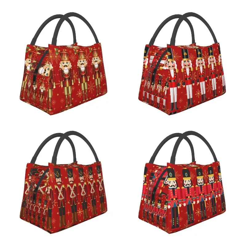 

Custom Christmas Nutcracker Soldier King Lunch Bag Women Cooler Thermal Insulated Lunch Box for Office Travel