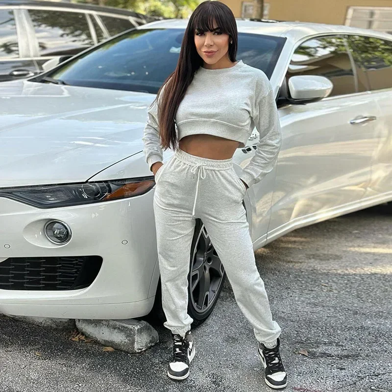 

Women Autumn Solid 2 Piece Set Jogger Outfits Long Sleeve Pullover Tops+Harem Pants Skinny Matching FitnessTracksuit Streetwear