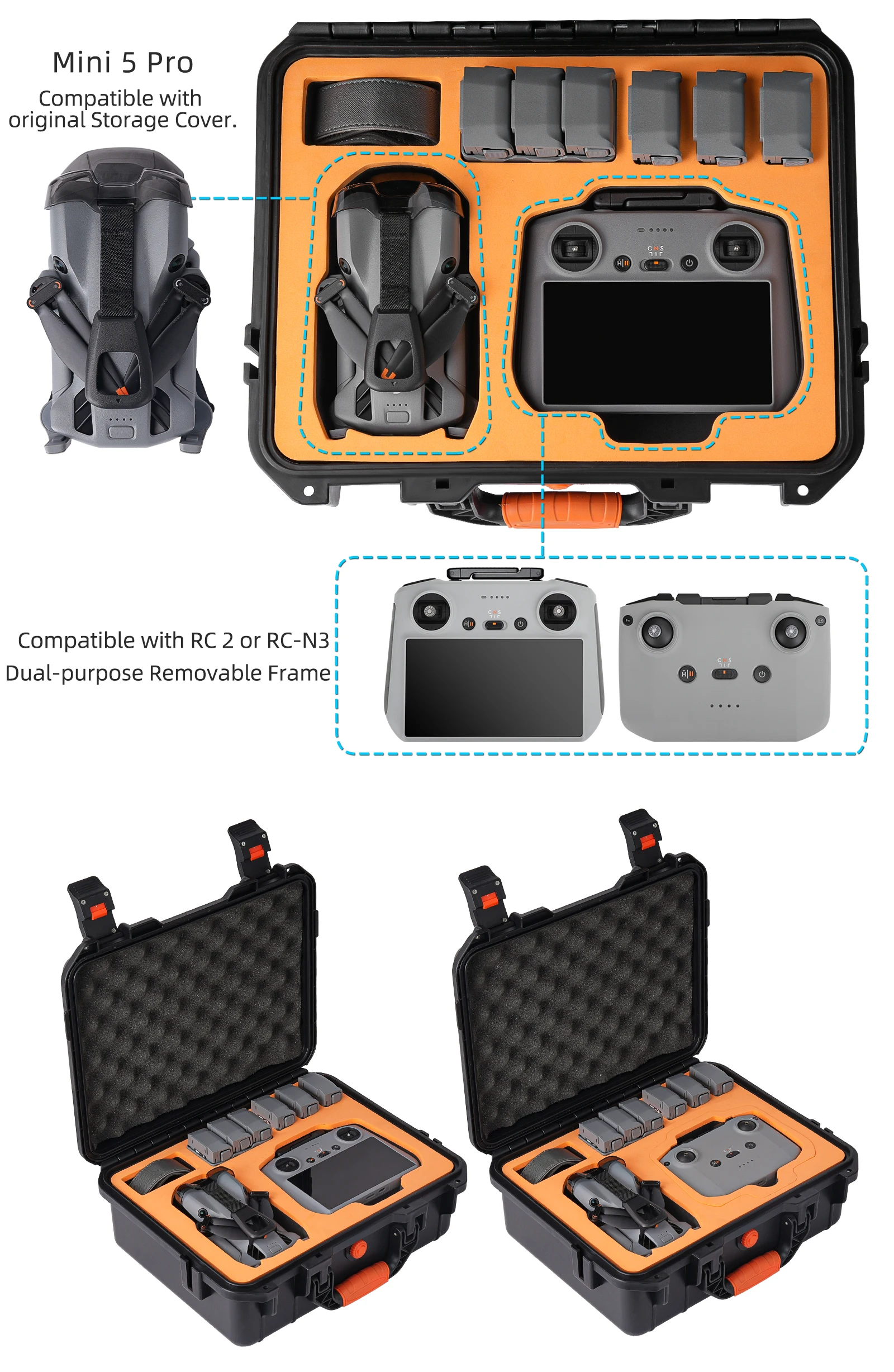 Für DJI Mini 5 Pro Fall Explosion Proof Fall Mini 5 Pro Tasche Tragbare Wasserdichte Box Hard Shell Große Kapazität fall – Detail 4