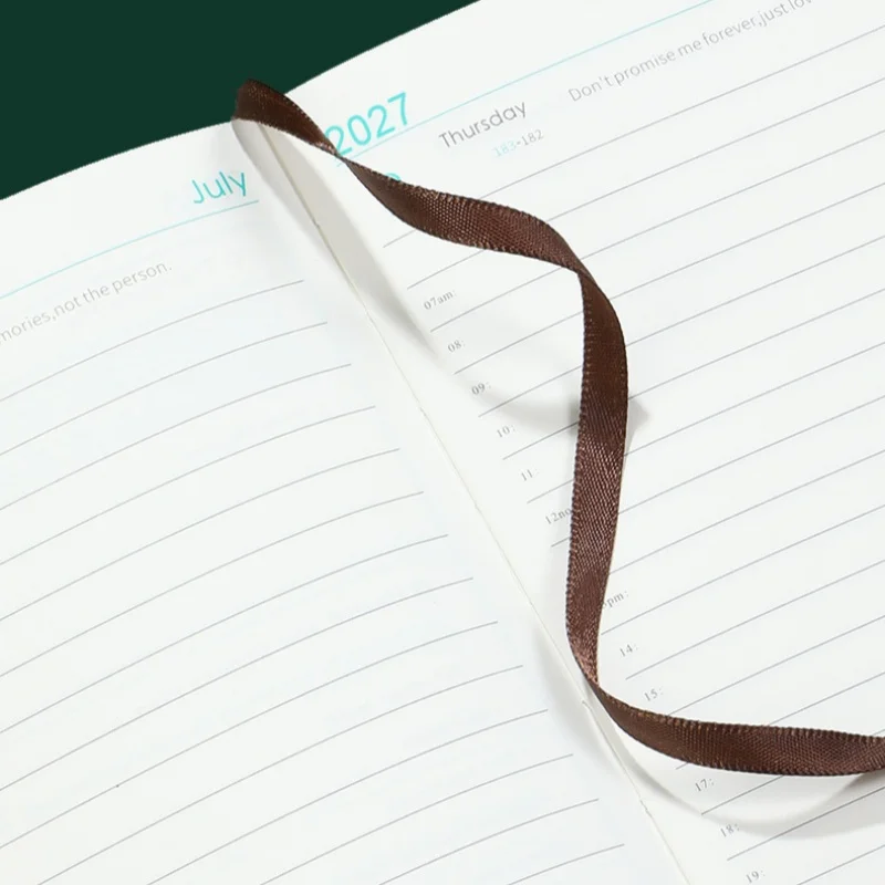 Agenda Giornaliera 2027 Formato A5, Quaderno con Pagine in Inglese, 400 Pagine Spesse, Agenda Mensile, Blocco Note con Righe Verticali Retrò - immagine 5