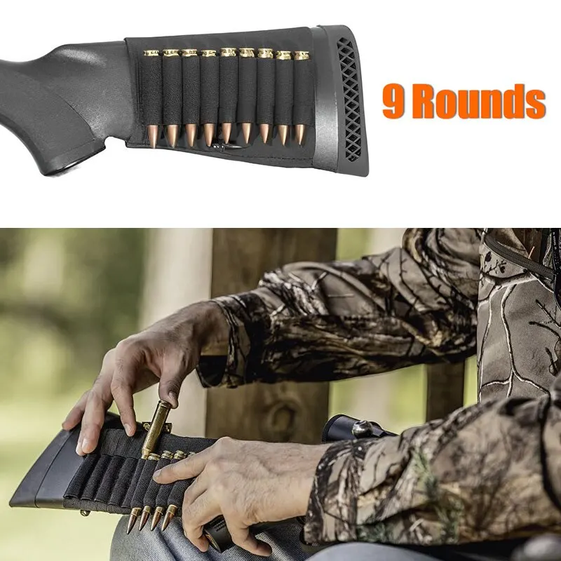 Cartridge Belt 8/9 Rounds Ammunition Package Nylon Tactical 8 Or 9 Shells Rifle Buttstock Hold Outdoor Shooting Accessory Bag ammo storage box ammo pouch ammunition bag