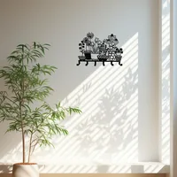 1pc Metal Wall Mounted Hanging Holder, Black Flower Vase Key Holder, Coat Hanger With 6 Hooks key hanger，Iron Art, Wall Sticker 1