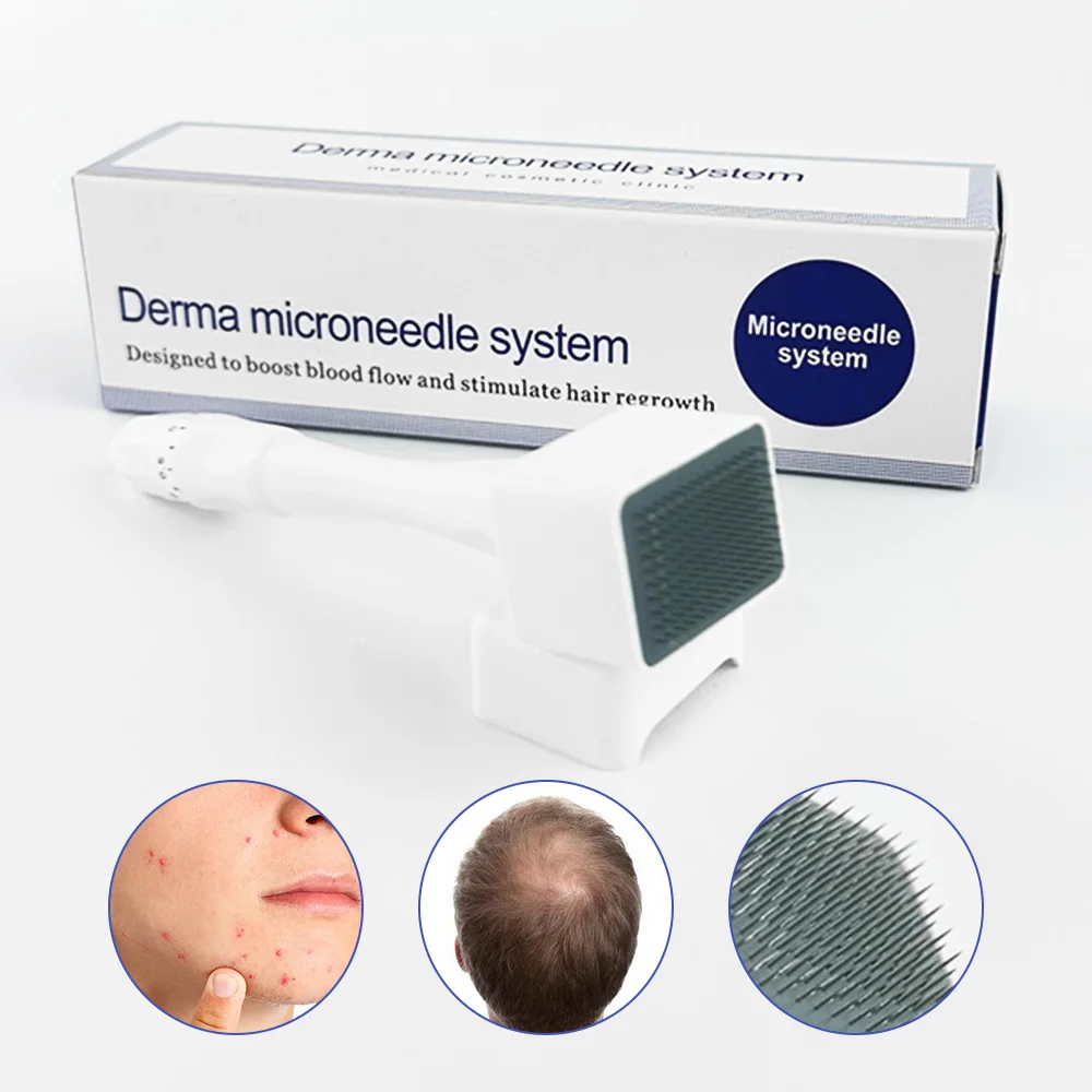 Derma Stamp 140A/100A Derma Stamp Microneedling Face Roller Massager Adjustable Titanium Needle Length Skincare Beard Growth Scalp Hair