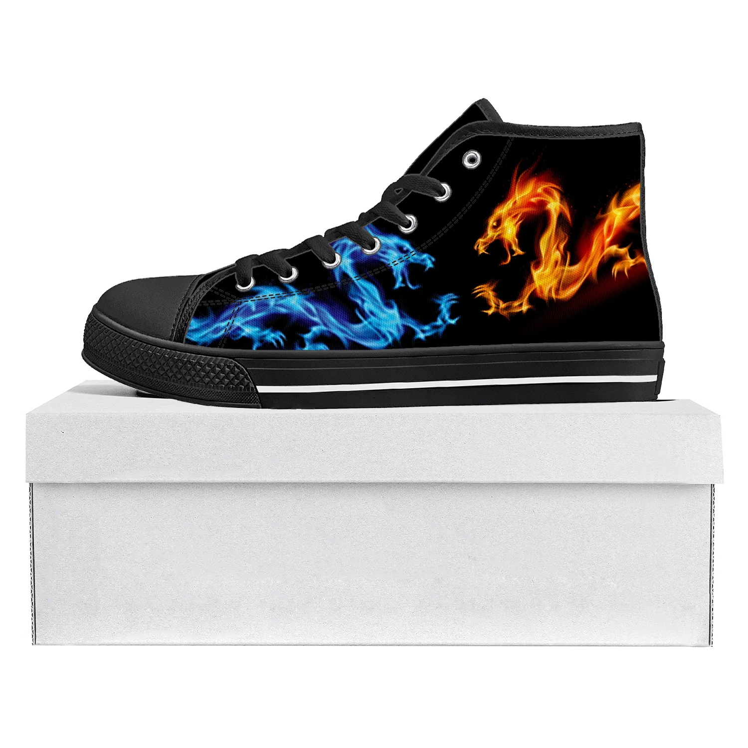 Dragon Pattern Design High Top High Quality Sneakers Mens Womens Teenager Canvas Sneaker Custom Made Shoe Casual Couple Shoes