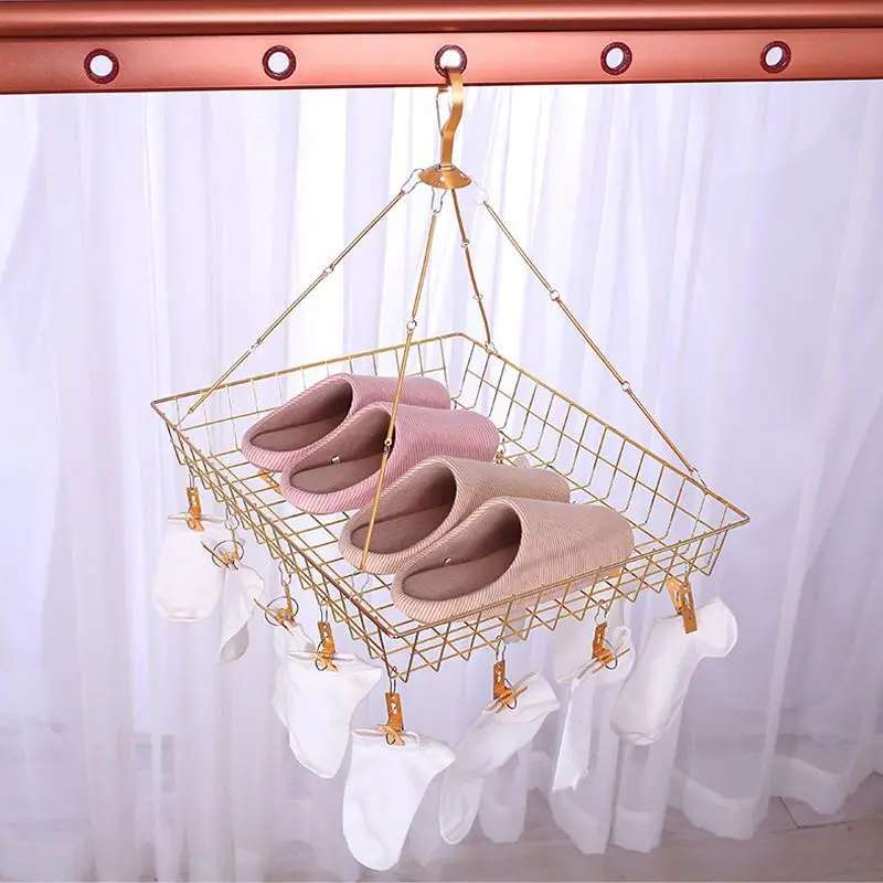 

Drying Basket Drying Net Single Layer Underwear Socks Net Pocket Tiled Drying Net Household Double Stainless Steel Drying Basket