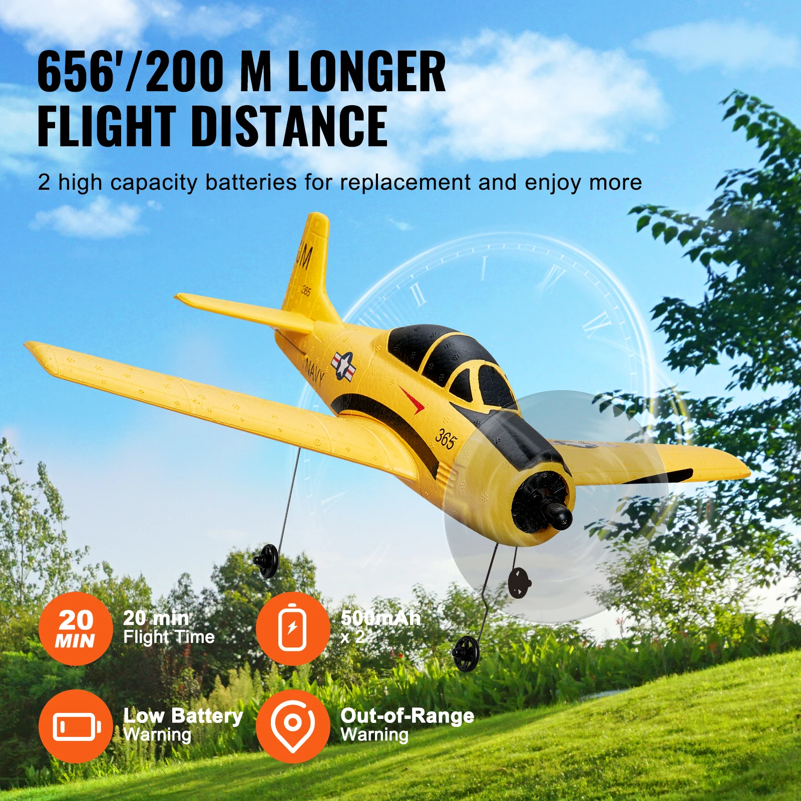 VEVOR RC Plane 2.4G 4CH Remote Control Airplane with 6-Axis Gyro Stabilizer Aircraft Toy RC Glider for Kids Beginners Boys Gifts 6
