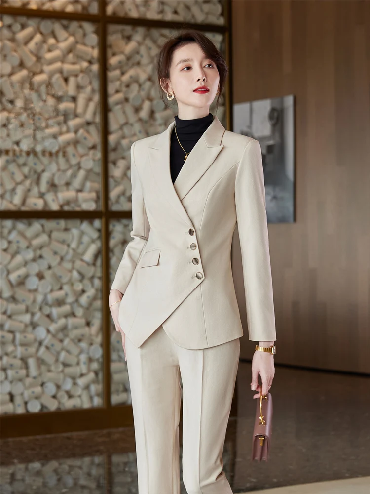 Suit Set Blazer Set Beige Women's Formal Elegant Blazer Pants