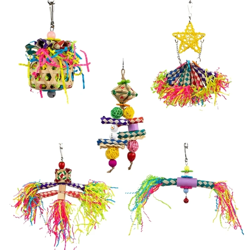 

Птичья соломенная игрушка из ротанга, измельченная бумага для жевания зубов, шлифовка кластера, подвеска G5AB