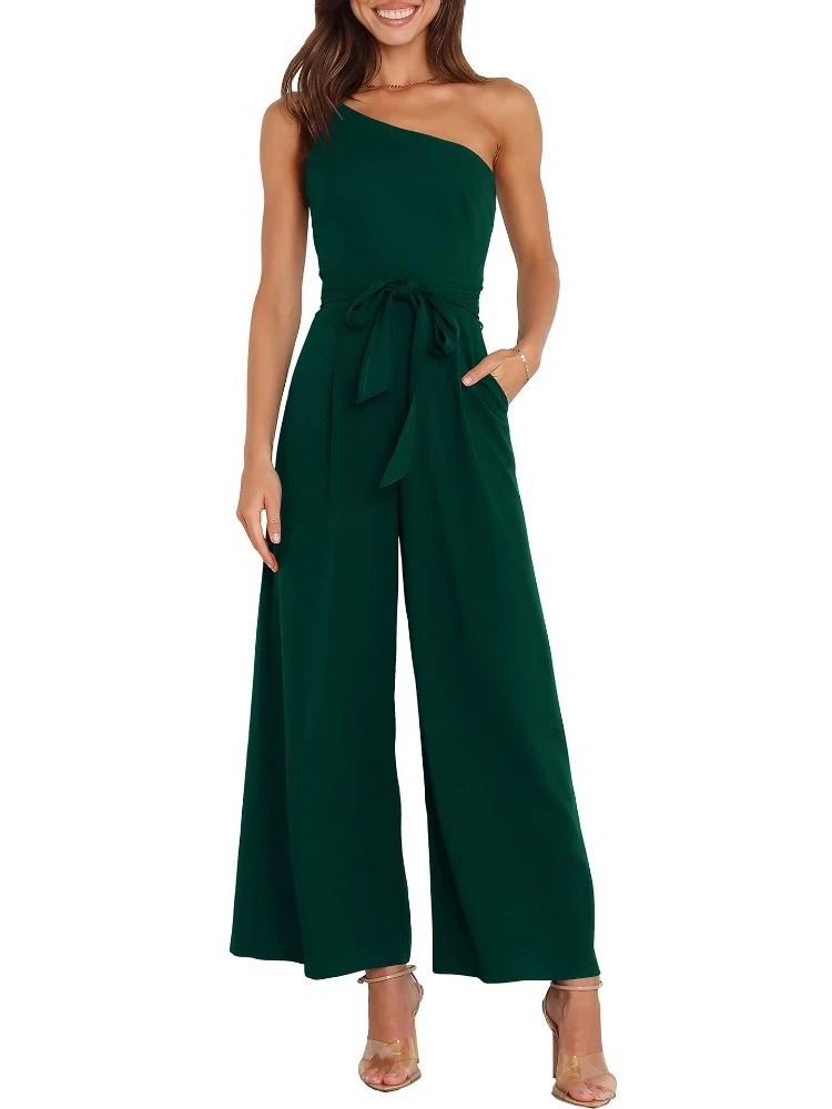 

Jumpsuit Women Summer Style Fashion Commuting Solid Color Straight Pants Off Shoulder Strapping Sexy Jumpsuits Women's Pants