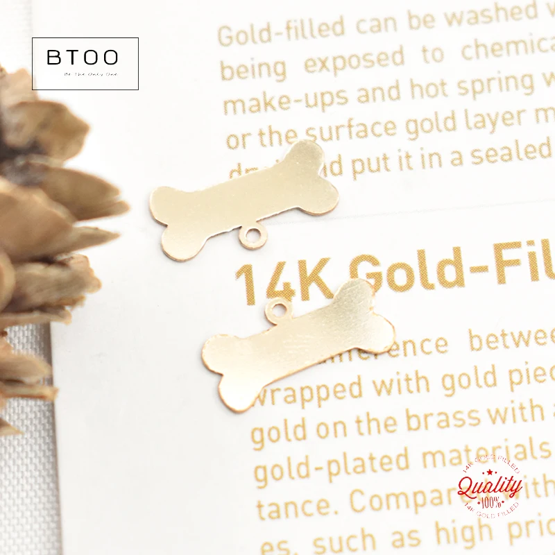 Dog Bone Charm 14K Gold Filled Animal Bone Charm Jewelry for DIY Bracelet Necklace Making Tarnish Resistant Jewelry Findings