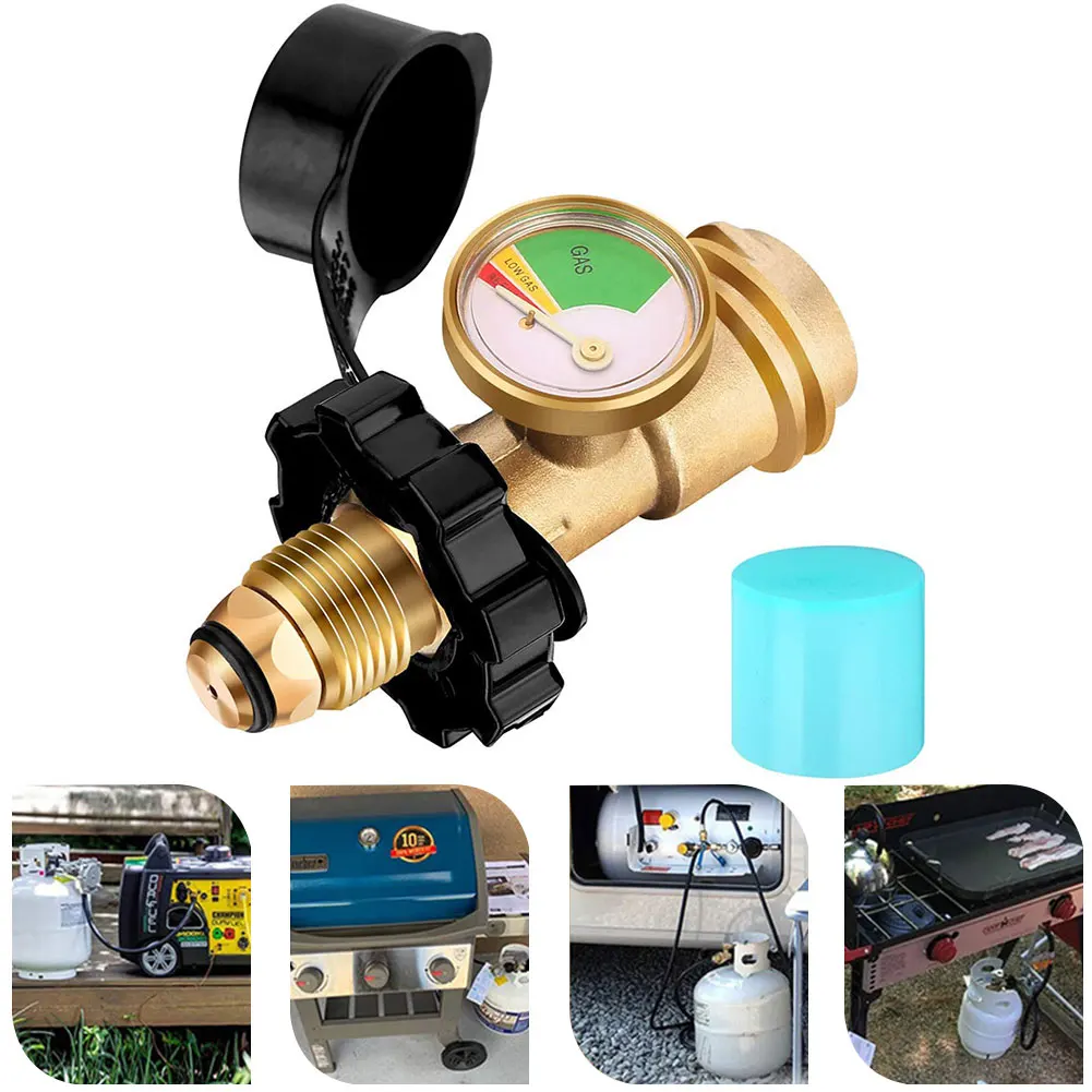 Propane Tank Gas Gauge Leak Detector Converts POL LP Tank Service Valve To QCC1/Type 1 for Propane Cylinder BBQ Gas Grill Heater