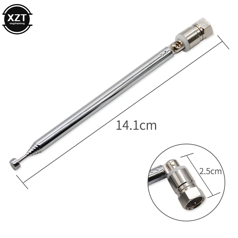F Type Radio TV Antenna 7 Section Telescopic Aerial Replacement Connector For TV AM FM Radio Cable 21-98cm Wholesale
