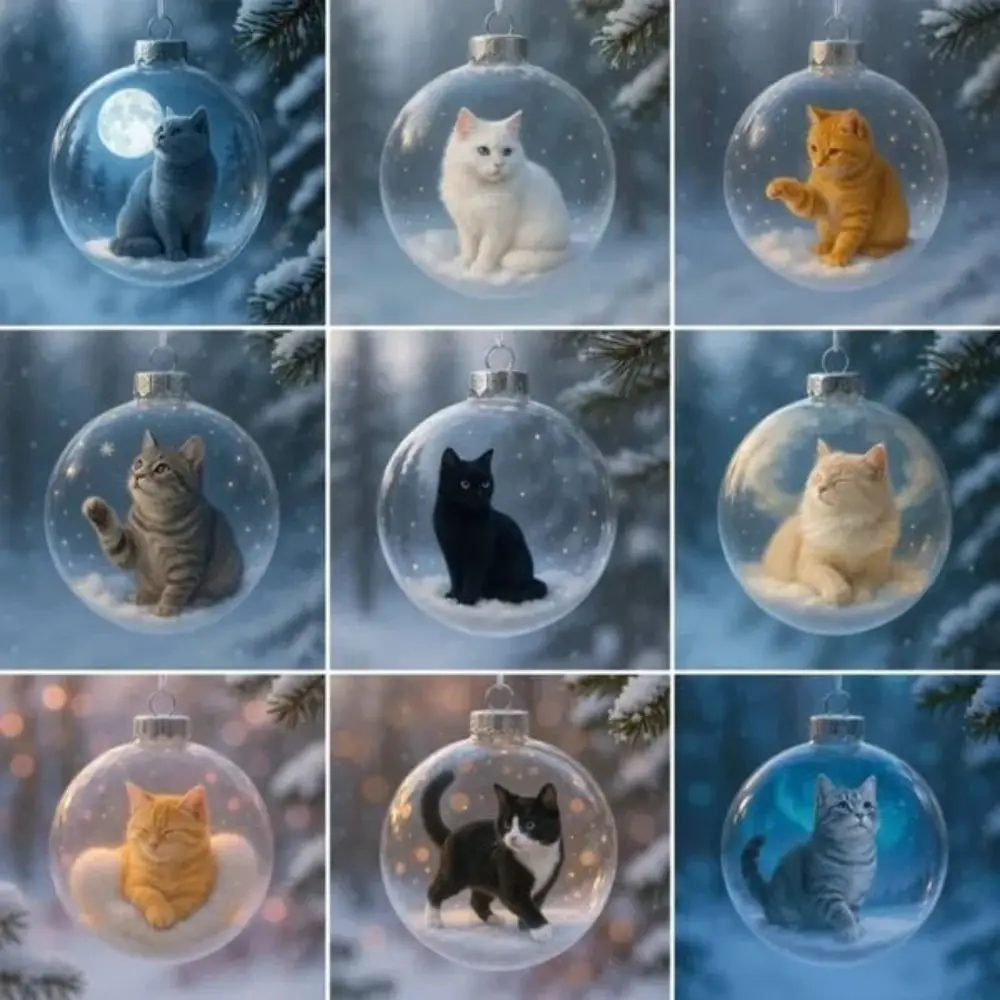 New Plastic Cat Ornament DIY Replacement Caps Acrylic Bauble Creative Solid Color Hanging Balls Ornament Gift