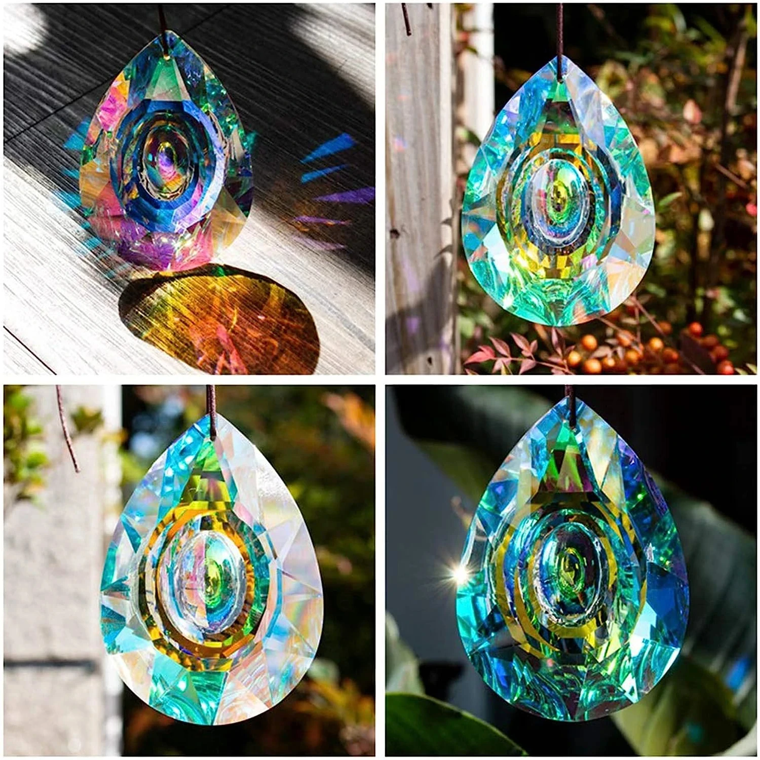 K9 Crystal Prism AB Clear Faceted Large Oval Chandelier Crystal Hanging Ornaments DIY Suncatcher Pendants Rainbow Maker 1PCs sun catcher crystal pendant sun catchers