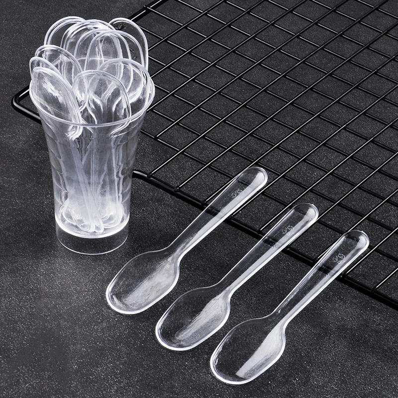 200pcs Mini Clear Plastic Spoons Disposable Flatware Spoons Jelly Ice Cream Dessert Appetizer Disposable Plastic Spoon