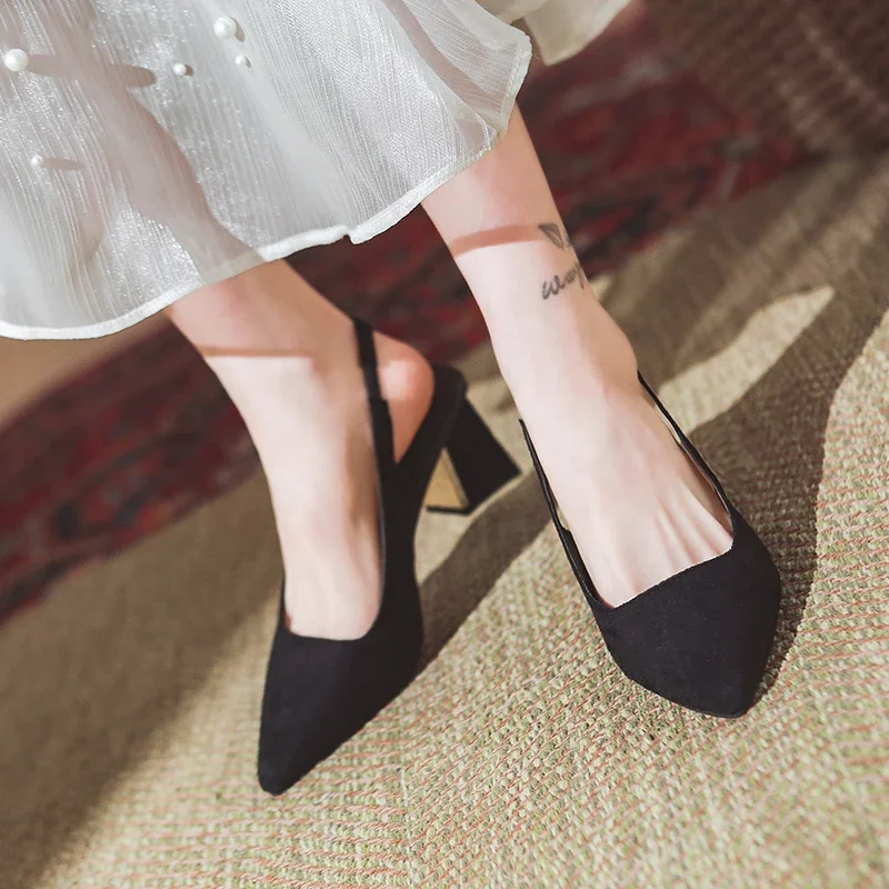 2025 Brand Women Shoes Spring New Quality Women's Pumps Fashion Pointed Shallow Pumps Office Lady Shoes Trend Mid-heel Sandals 4