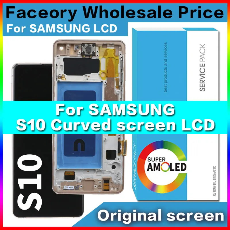 

TFT LCD Display Touch Screen Digitizer Repair Parts with Frame, Samsung Galaxy S10, SM-G973F, SM-G973U, SM-G973W, High Quality
