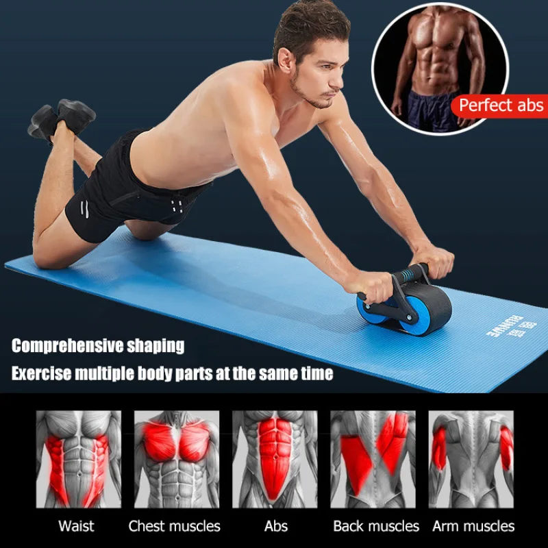 Men's and Women's Double Wheel Automatic Rebound Abdominal Muscle Training Wheel Anti Slip Multifunctional Fitness Equipment