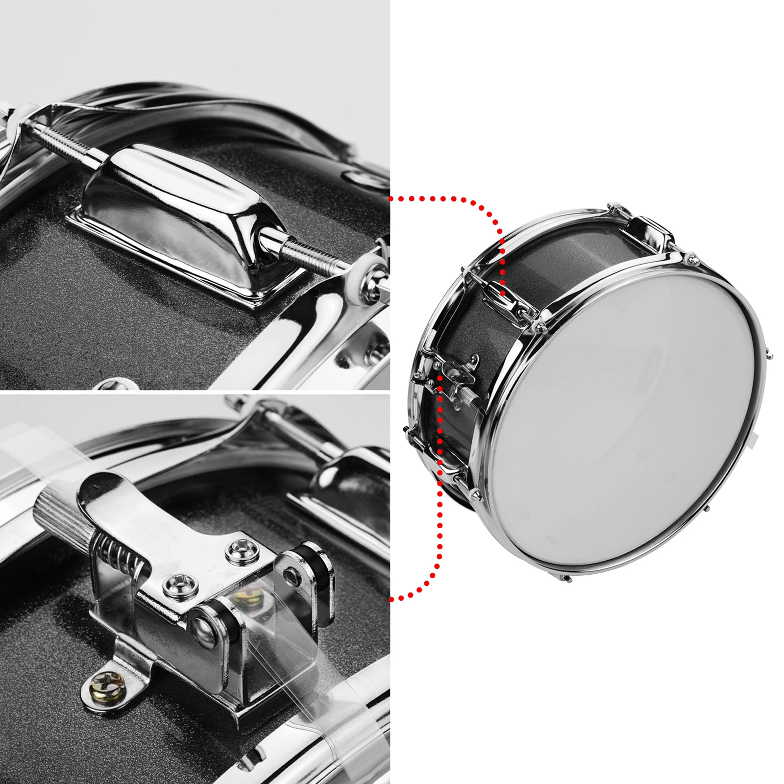 12inch Snare Drum with Drumsticks Shoulder Strap Drum Key Percussion Instrument for Beginners Marching Snare Portable Set