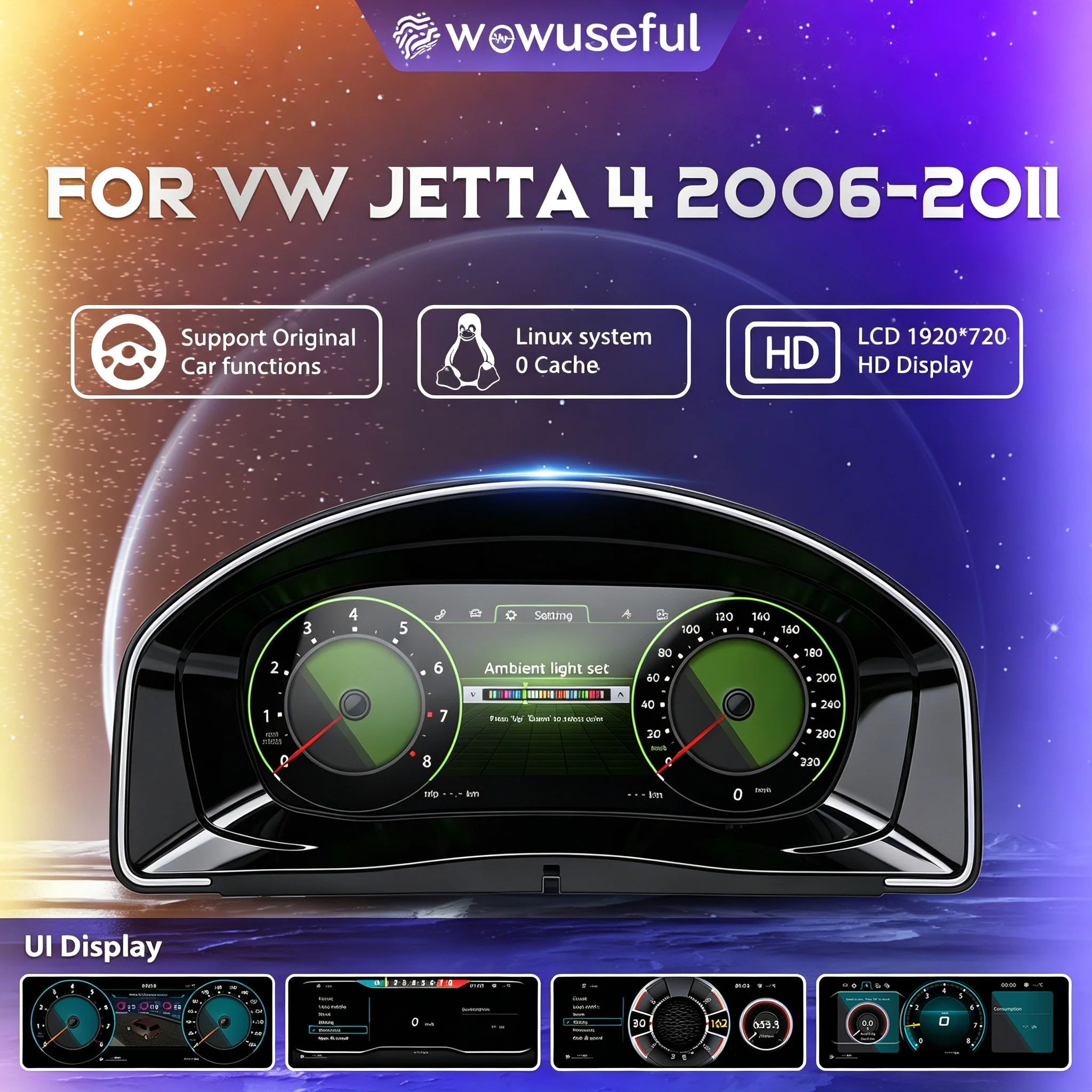 Panel de Instrumentos Digital LCD HD de 10.25'' 1920*720 para Volkswagen VW Jetta Años 2006 7 8 9 10 11, Tablero Virtual 1