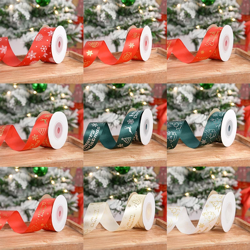 Christmas Ribbon, 10yards 10mm Wide Christmas Wrapping Ribbon Printed  Ribbons Christmas Tree Snowflake Ribbon - AliExpress