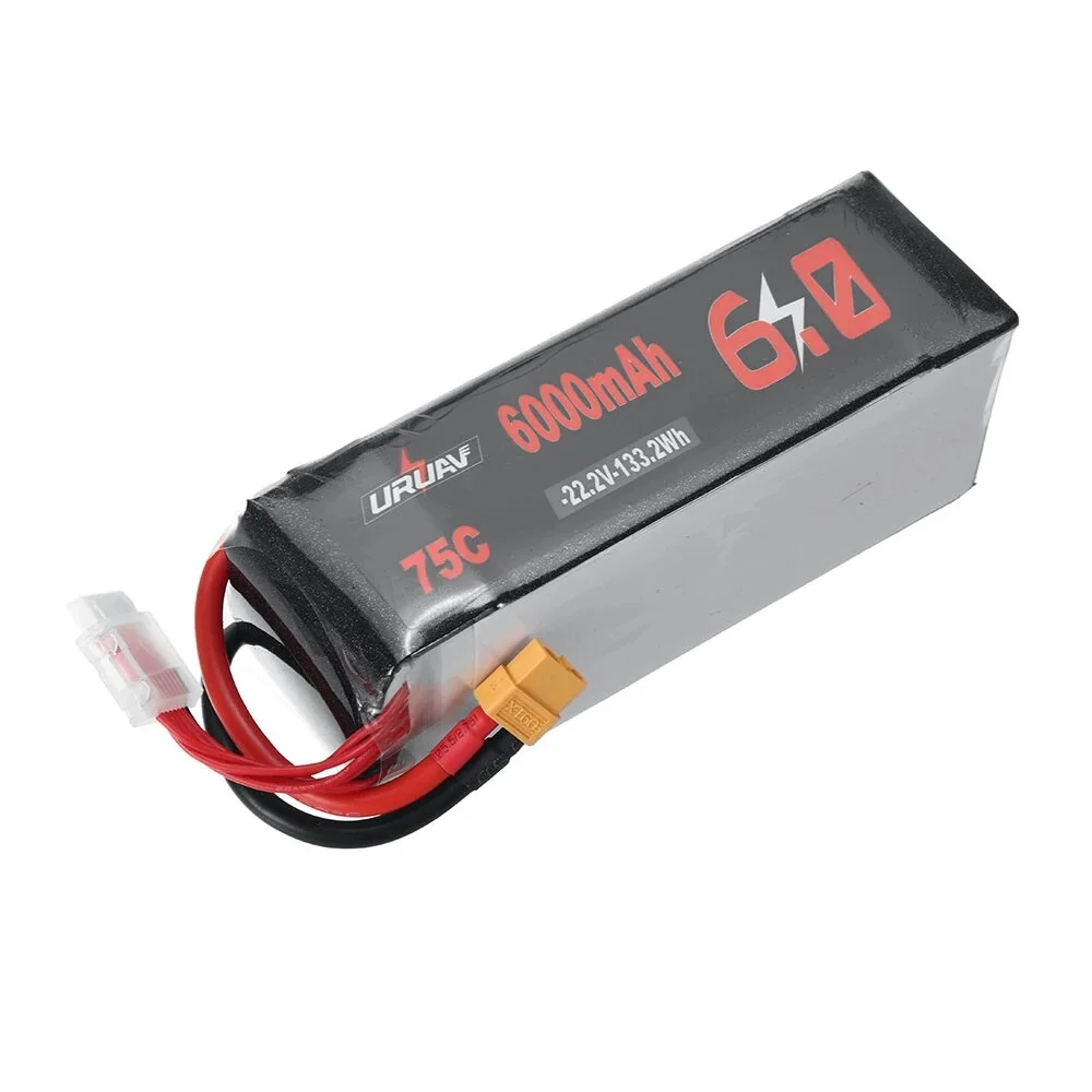 

URUAV Power 22.2V 6000mAh 75C 6S LiPo Battery XT60 Plug for RC Drone