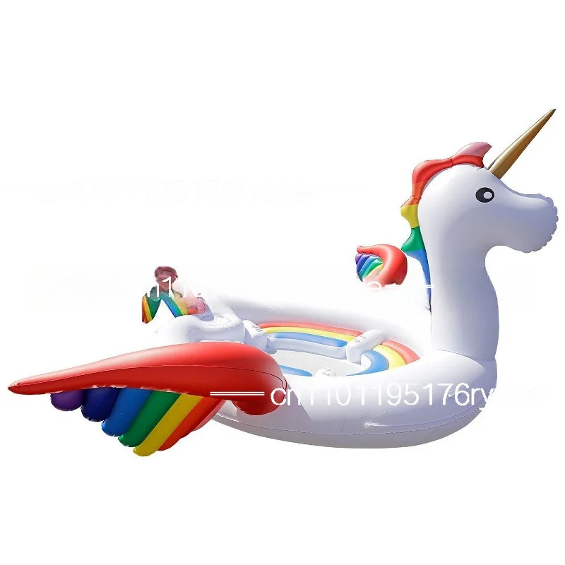 6person Huge Flamingo Pool Float Giant Inflatable Unicorn Swimming Pool Accessories Island Party Floating beach Outdoor Toy 4
