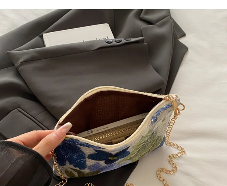 Fashion Sequin Leaf Crossbody Shoulder Bags For Women, Chain Strap Handbags Ladies Clutch Bag For Daily Used, Travel