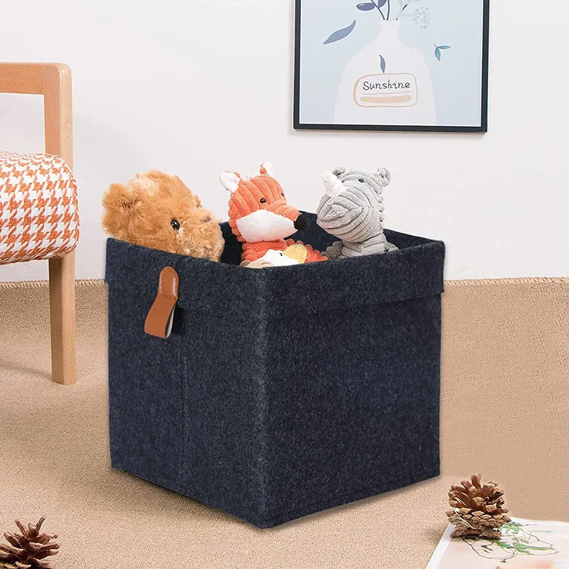 Small Canvas Storage Bins Mini Cute Foldable Fabric Storage Basket Box for  Kids Toys Storage Baskets Home Decor Toy Organizer Hamper for  Baby,Kids,Pets,Office, Makeup, Keys 